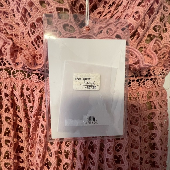 SELF PORTRAIT BOW- DETAIL TIERED GUIPURE LACE MINI PINK DRESS - Picture 5 of 6